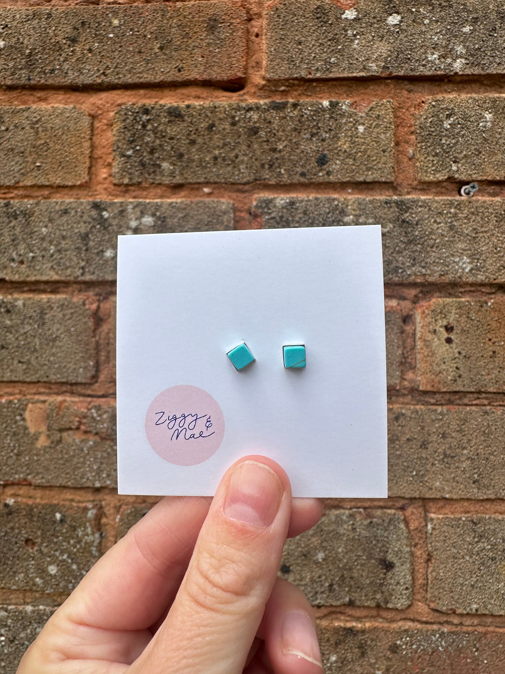 Turquoise block studs
