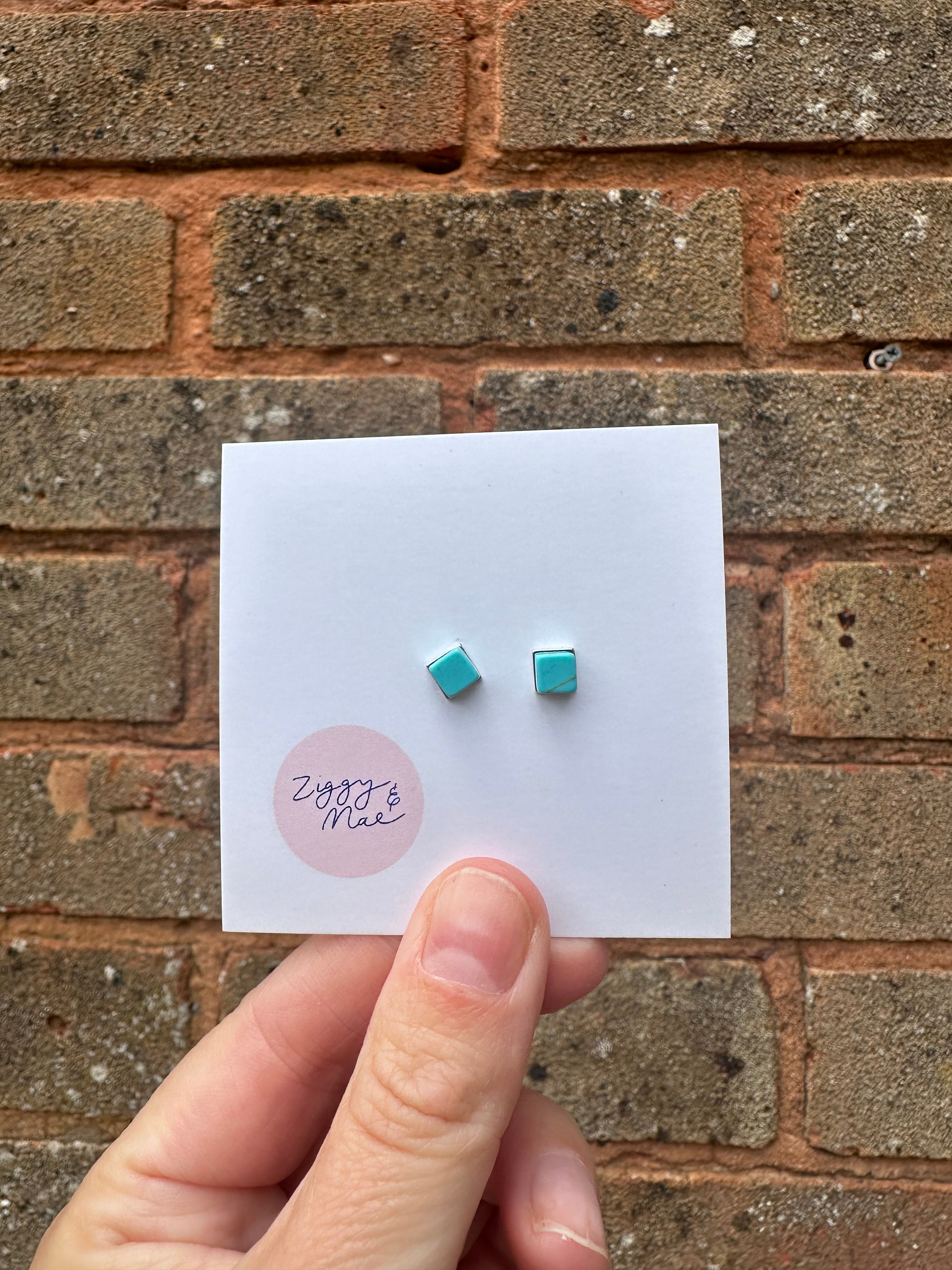 Turquoise block studs