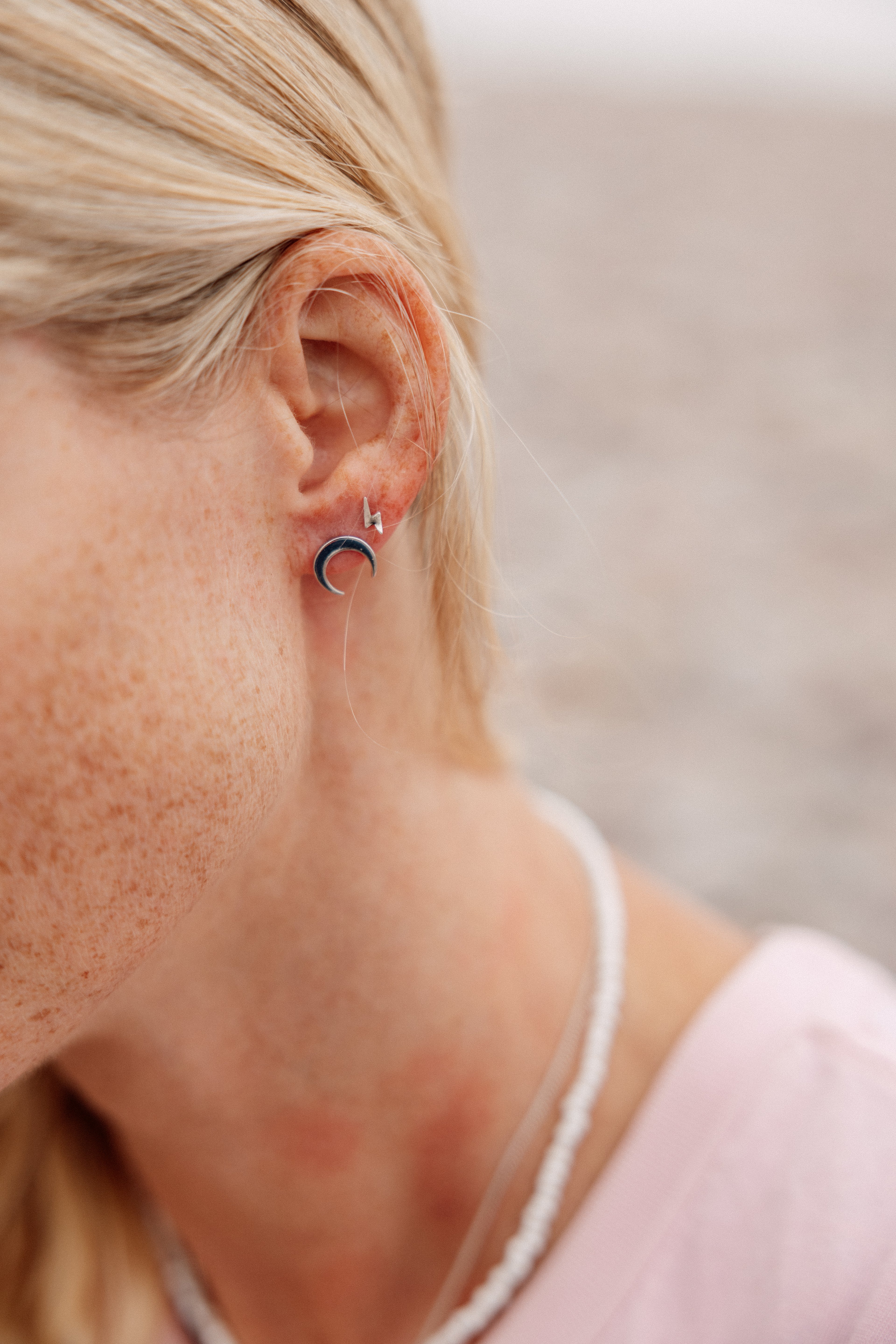 Sliver half moon studs