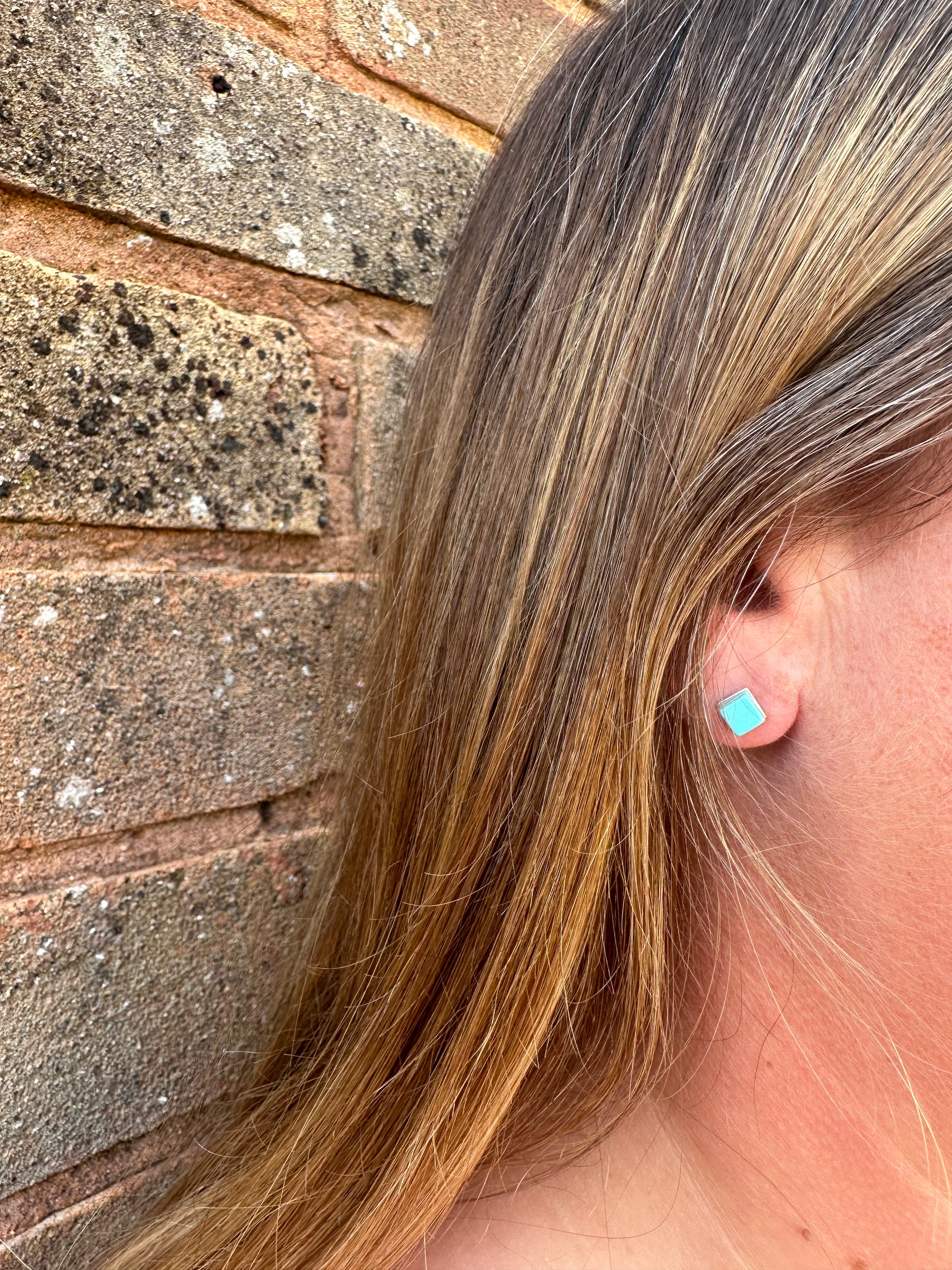 Turquoise block studs