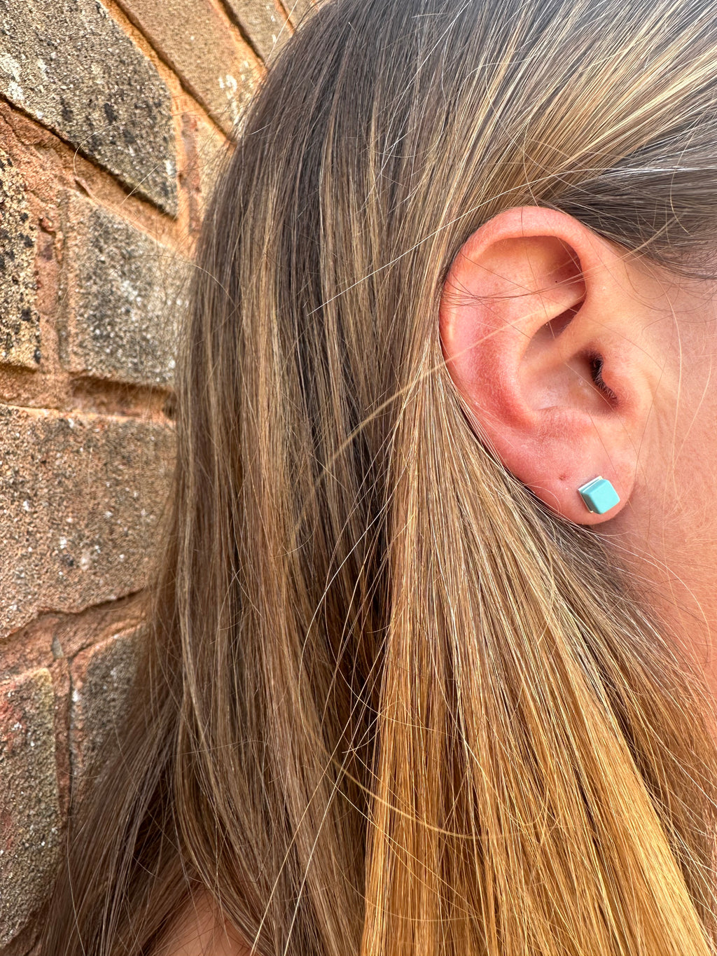 Turquoise block studs